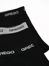 Pack de tres boxers de algodón con cintura elástica personalizada con el logo de la marca. Incluye un boxer negro, uno blanco y uno gris melange.