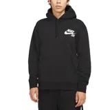 Canguro Nike SB Icon PO Essential de color negro, con capucha ajustable con cordones, bolsillo frontal tipo canguro y logo de la marca estampado en el pecho.