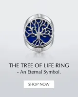 Anillo de plata 925 reversible con diseño de árbol sobre fondo azul de pasta de lapislázuli.
