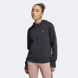 Campera deportiva Adidas con capucha y cierre frontal, color negro con tecnología Climacool y bolsillos laterales con cierre.