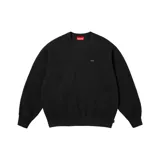 Buzo negro de algodón con cuello redondo y logo pequeño de Supreme bordado en el pecho.