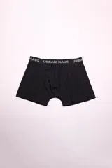 Boxer negro de algodón con cintura elástica gris con la inscripción "Urban Haus".