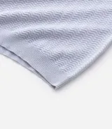 Polo de corte slim color gris claro, confeccionado en tejido de viscosa texturizado. Presenta cuello polo, cierre frontal con cremallera y mangas cortas.