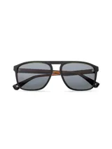 Lentes de sol Benson&Thomas con montura cuadrada de carey y lentes marrones.