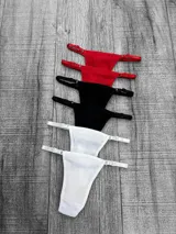 Pack de seis bombachas colaless ajustables de tejido acanalado con tiras laterales regulables.