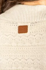 Cardigan color salmón de algodón y elastano, con solapa y lazo ajustable en la cintura.