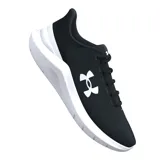 Championes de running Under Armour modelo Phade RN 3, color negro con entresuela blanca. Presentan parte superior de malla transpirable con logo de la marca en el lateral y suela de goma con amortiguación de EVA.