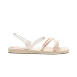Sandalias Ipanema color beige con tiras dobles en la parte delantera y tira trasera transparente.