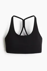 Top deportivo de sujeción media, confeccionado en tejido funcional con tecnología SculptMove y DryMove. Presenta escote redondo, breteles finos, espalda nadadora y bajo elástico. Incluye copas forradas con relleno extraíble.