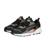 Championes Puma RS 3.0 Metallic, color negro con detalles en gris, rosa y plateado.