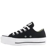 Championes Converse Chuck Taylor All Star Lift, de lona negra con plataforma blanca y cordones blancos.