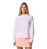 Remera con capucha Columbia Tidal Tee II Hoodie, color blanco, de manga larga con tecnología Omni-Wick y protección UV Omni-Shade.