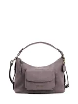 Cartera hobo Hush Puppies modelo Dover, color marrón, con diseño de asa corta, bolsillo frontal con solapa y cierre superior de cremallera.