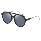 Lentes de sol estilo aviador con marco combinado en negro y metal plateado. Cuentan con protección UV400.