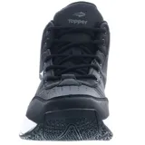 Championes de básquet Topper Candun CS, color negro con detalles en gris y suela blanca.