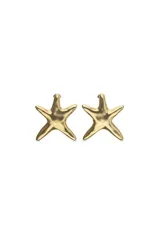 Aros de aleación de metales con baño de oro 18k, con diseño de estrella de mar.