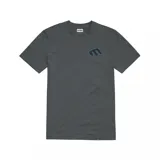 Remera gris oscuro de manga corta con logo de Etnies bordado en el pecho y etiqueta de la marca en el ruedo.