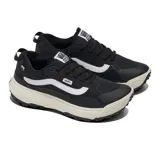 Championes Vans MTE Crosspath, color negro con detalles en blanco, diseñados para uso diario y actividades al aire libre. Cuentan con revestimiento DWR repelente al agua, suela con dibujo para tracción en cualquier clima, amortiguación UltraCush y están fabricados con materiales reciclados.