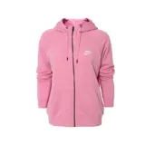 Campera con capucha y cierre frontal completo, confeccionada en tejido fleece suave. Presenta mangas largas con puños acanalados, bolsillos tipo canguro y el logo de la marca bordado en el pecho.