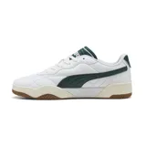 Championes Puma modelo Tifosi, de diseño urbano con capellada en color negro, detalle de franja lateral blanca y suela de goma en tonos marrón y crema.