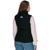 Chaleco acolchado negro con cuello alto y cierre frontal con cremallera. Cuenta con bolsillos laterales con cierre y logo de la marca bordado en el pecho. Diseño reflectante en la espalda y cordones ajustables en el dobladillo.