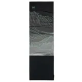 Cuello multifuncional Buff con diseño degradado de gris a negro y estampado de líneas finas. Cuenta con forro polar PrimaLoft® Bio™ para aislamiento térmico, ofreciendo un diseño elástico y versátil que permite su uso como braga de cuello, gorro o pasamontañas.