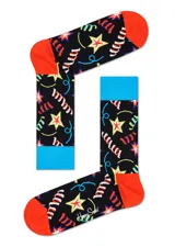 Pack de regalo Happy Socks con tres pares de medias de algodón orgánico con diseños festivos de cumpleaños.
