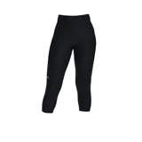 Calza capri deportiva Under Armour negra con logo en la pierna izquierda.
