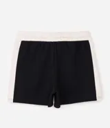 Bermuda deportiva Get Over de corte corto, color negro con cintura elástica y cordón ajustable en color crudo, y recortes laterales en contraste. Confeccionada en mezcla de poliéster y algodón con tecnología dry.