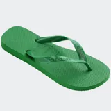 Chancletas Havaianas modelo Top, color verde, con diseño clásico de tiras con relieve y suela de goma texturizada.