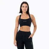 Top deportivo Merrell color negro de alta sujeción, con tirantes anchos y logo de la marca estampado en el centro del pecho.