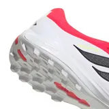 Championes de fútbol Adidas Predator League con lengüeta plegable, color fucsia, blanco y negro.