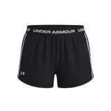Short deportivo Under Armour modelo Tech, color negro con detalles en blanco, cintura elástica con el nombre de la marca y logo en el lateral.