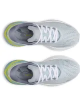 Championes de running Under Armour W Velociti Pace, color gris claro con detalles en verde lima y suela con amortiguación UA HOVR.