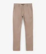 Pantalón de vestir color verde oscuro, corte slim, confeccionado en sarga de algodón y elastano.