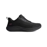 Championes deportivos Skechers Bobs Moda Flex, color negro, con parte superior de tejido de punto texturizado y cierre de cordones. Cuenta con plantilla acolchada Memory Foam y suela flexible con tracción.