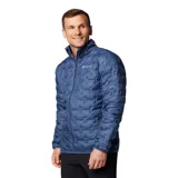 Campera técnica Columbia con tecnología Omni-Heat y construcción HeatSeal sin costuras. Presenta un diseño acolchado con aislamiento de plumón, cierre frontal completo, cuello alto con protección para la barbilla y bolsillos laterales con cremallera.