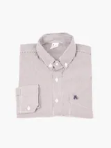 Camisa de hombre a cuadros rojos y blancos, de manga larga y corte clásico.