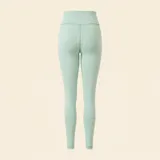 Legging deportivo de tiro alto con diseño de cintura cruzada en forma de V, confeccionado en tejido elástico de color verde menta.