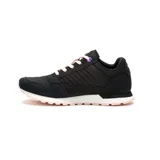 Championes Caterpillar modelo Ventura, color negro con detalles en rosado y violeta. Presenta una combinación de gamuza y malla en la capellada, con entresuela de EVA y suela de goma.