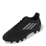 Championes de fútbol Adidas Flexible Ground III, color negro con detalles en gris oscuro. Presentan un diseño con costuras en el antepié para mejor control, lengüeta perforada para mayor ventilación y suela diseñada para tracción en diversas superficies.