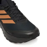Championes de running Adidas Run Falcon 6 para hombre, de color negro con las tres tiras características en tono dorado/marrón claro, cordones ajustables y suela de goma.