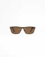 Lentes de sol con montura metálica color negro y cristales polarizados color marrón con protección UV400.