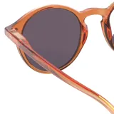 Lentes de sol Izipizi modelo D Sun, con montura redonda color naranja y lentes grises. Protección UV 400, categoría 3.