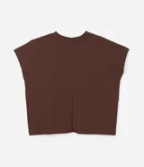 Blusa tipo muscle tee de corte holgado, confeccionada en tejido rib acanalado, con escote redondo y diseño sin mangas.