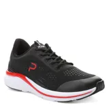 Championes deportivos Push modelo Patrick, color negro con detalles en rojo y suela blanca. Presentan diseño de malla transpirable, cierre con cordones y refuerzos en la puntera y talón.