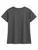 Remera básica de manga corta y cuello redondo, de corte recto y color gris melange oscuro con efecto lavado.