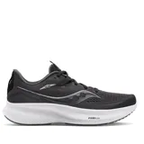 Championes de running Saucony Ride 15, color negro con detalles en gris y blanco. Cuentan con tecnología PWRRUN para mayor amortiguación y comodidad.
