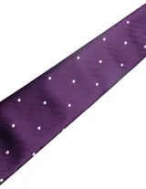 Corbata de seda azul marino con estampado paisley en tonos rosados y blancos.