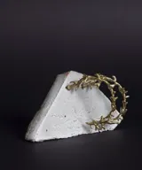 Aros plateados con forma de rama de coral.